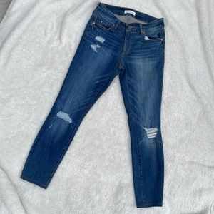 LOFT Women's Made And Loved curvy Skinny Jeans 4/27 Mid Rise Zip Fly distressed